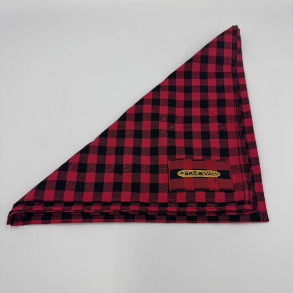 Braeval Signature Buffalo Check Shooting Square Scarf 17" Red Black - Picture 1 of 4